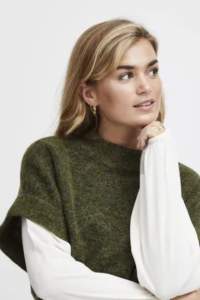 2836- Green Knit Poncho - Fransa