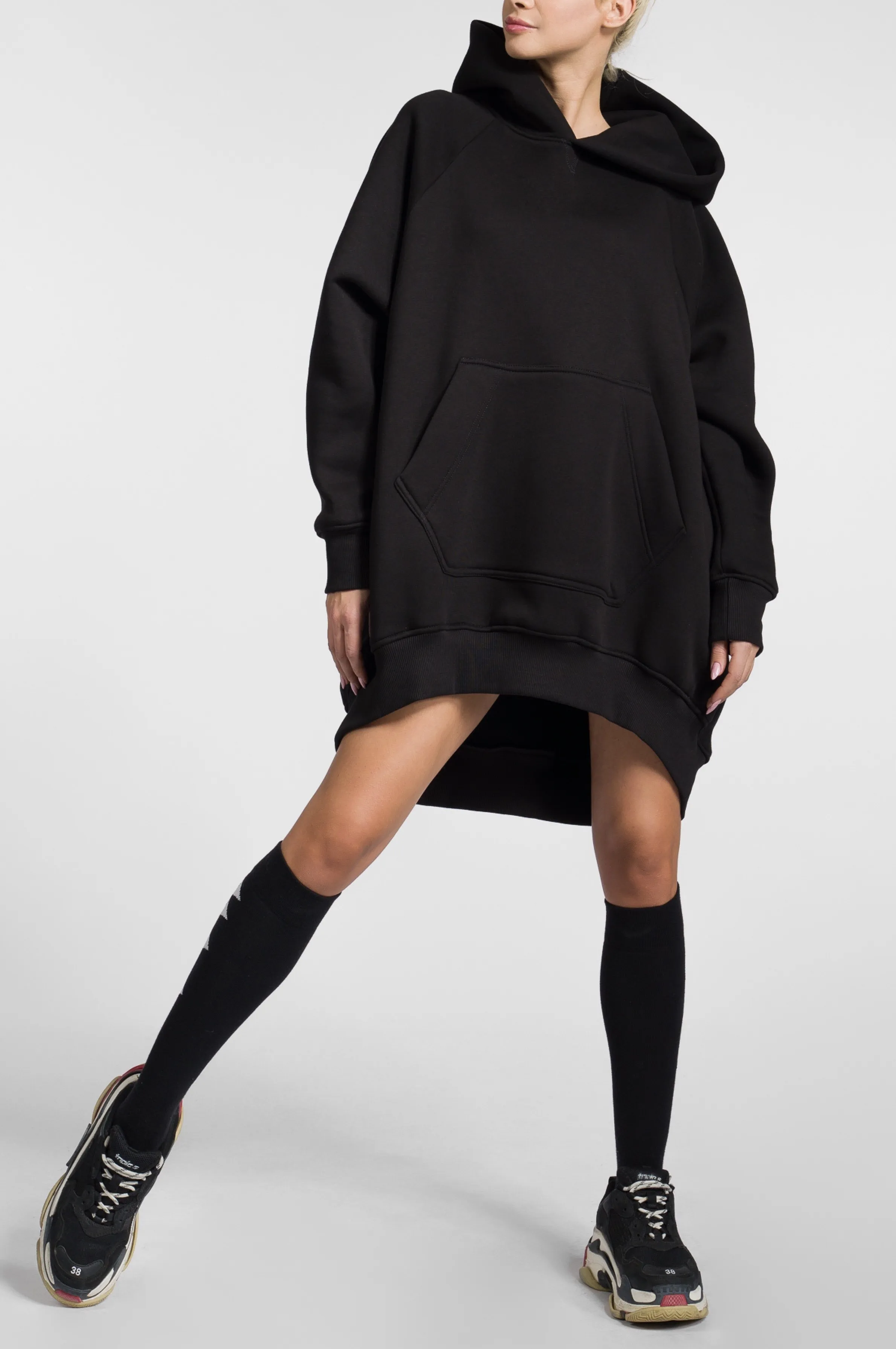 Aakasha  |Long Sleeves Plain Cotton Long Handmade Oversized Asymmetry