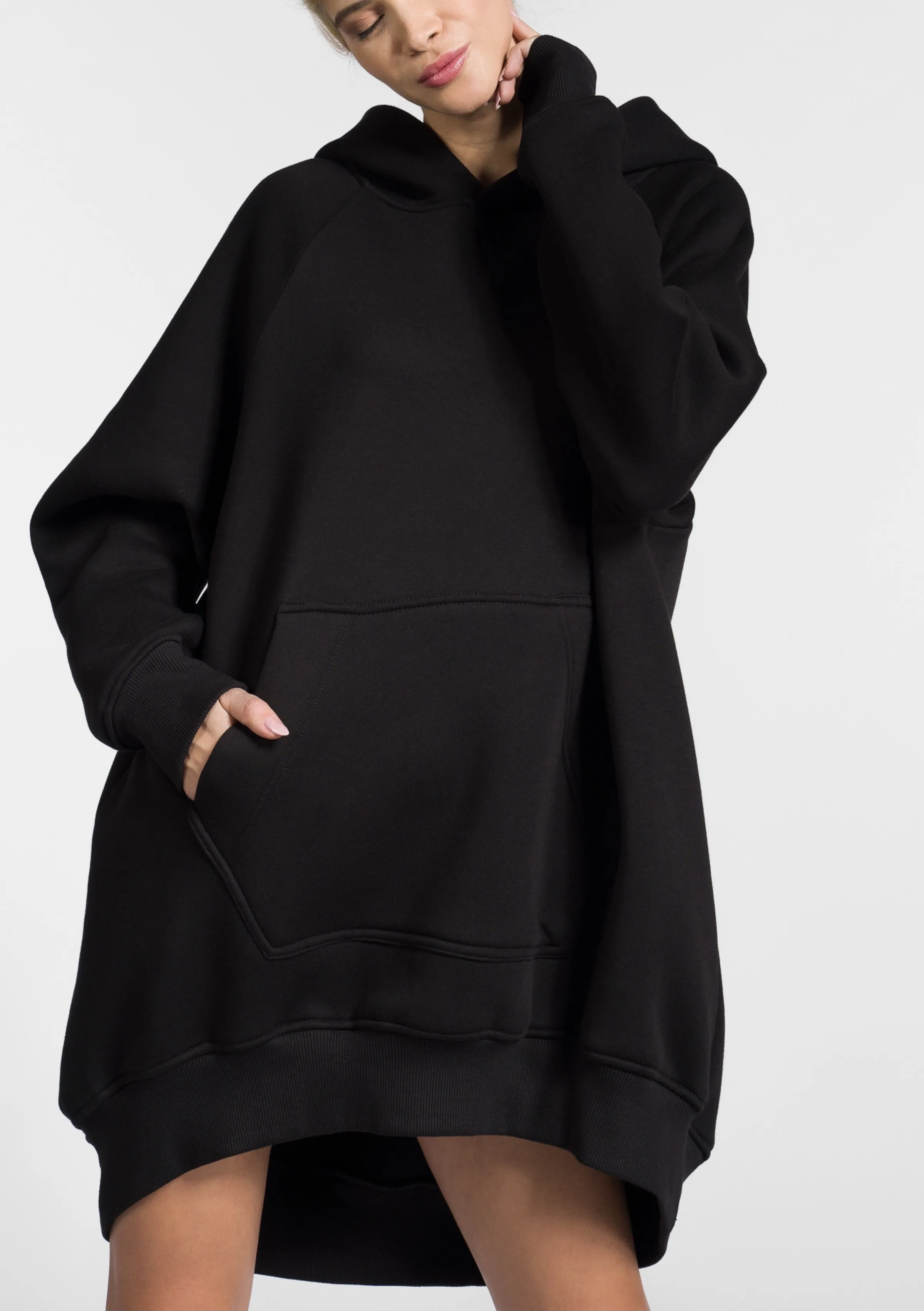 Aakasha  |Long Sleeves Plain Cotton Long Handmade Oversized Asymmetry