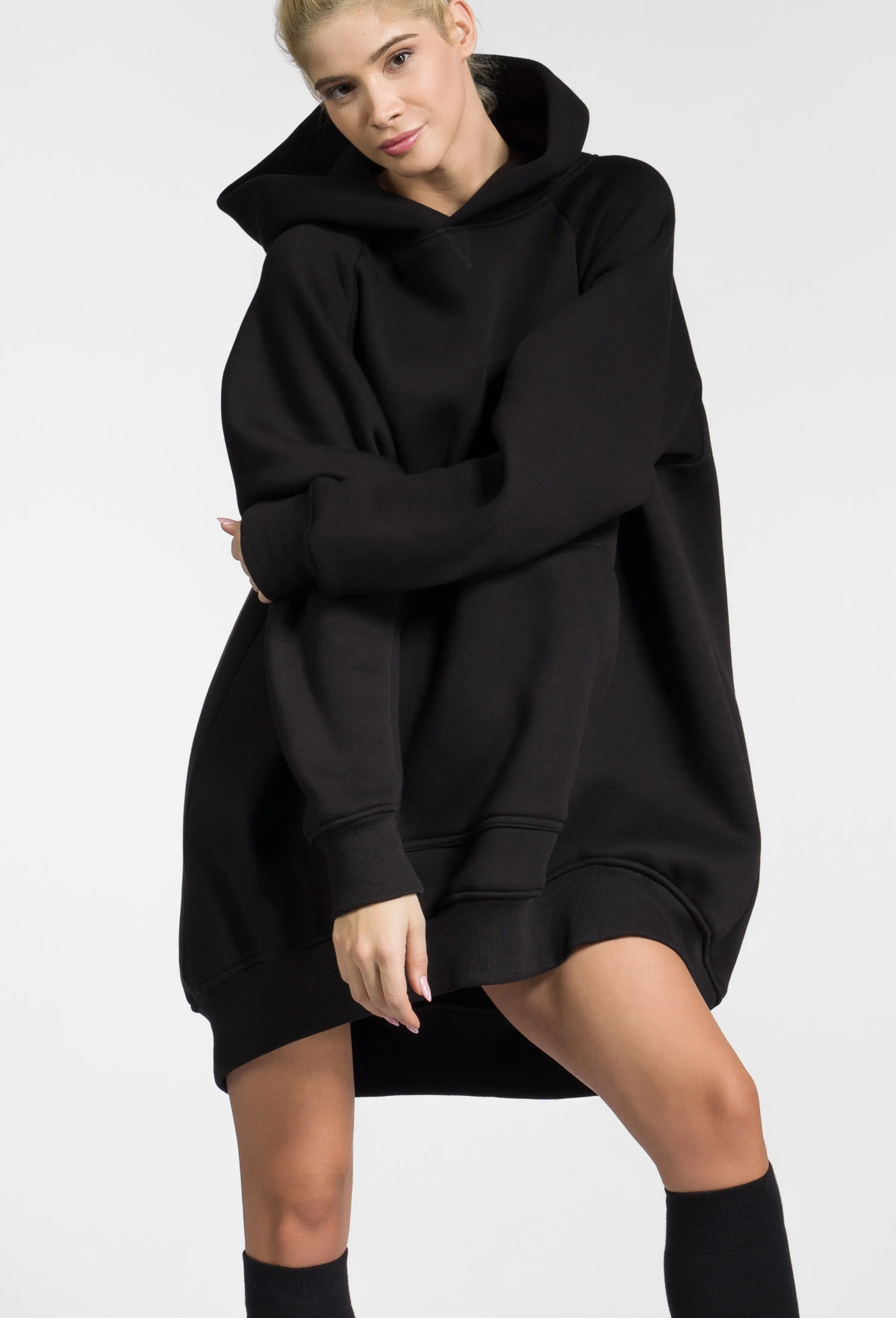 Aakasha  |Long Sleeves Plain Cotton Long Handmade Oversized Asymmetry