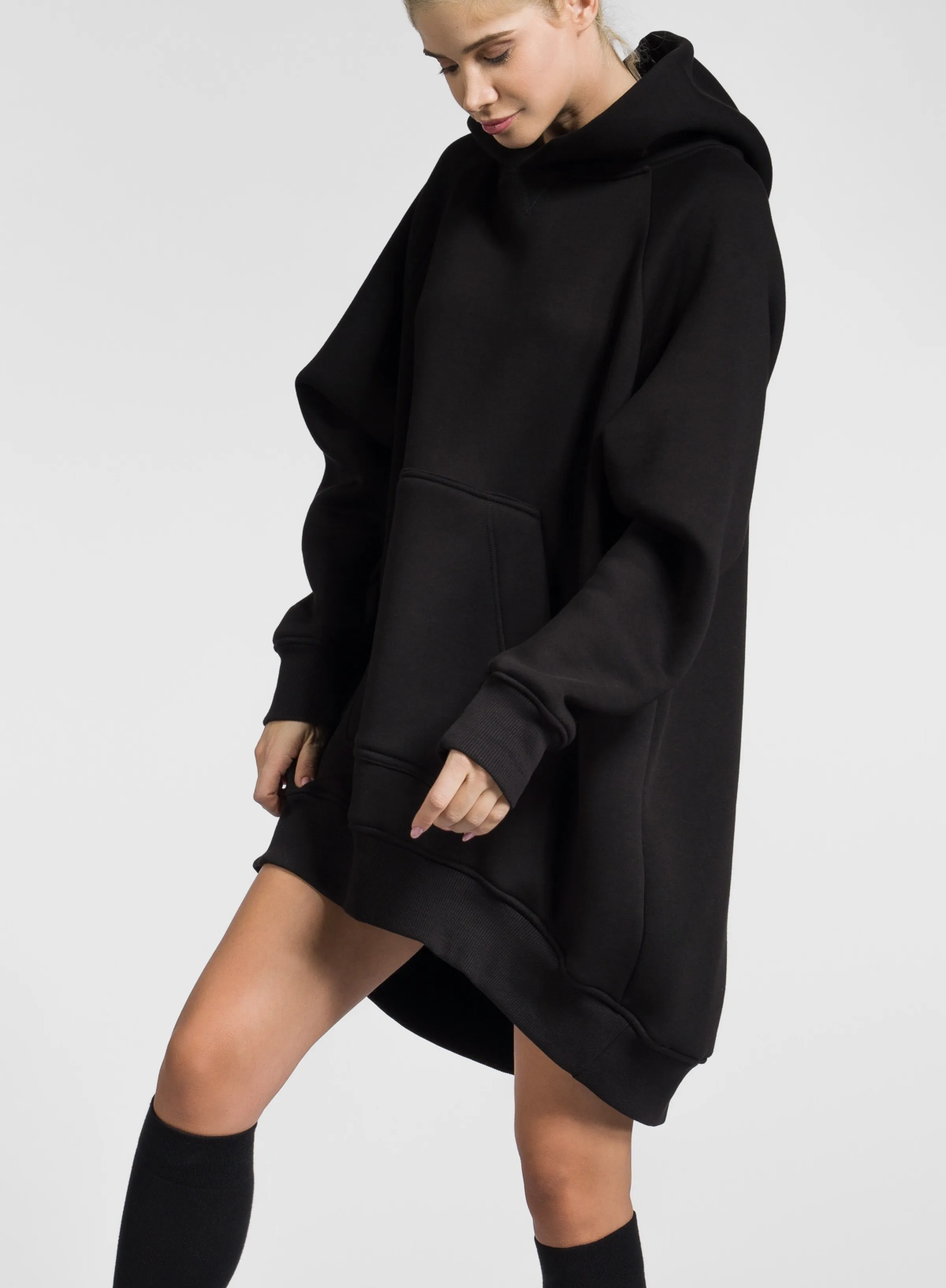 Aakasha  |Long Sleeves Plain Cotton Long Handmade Oversized Asymmetry