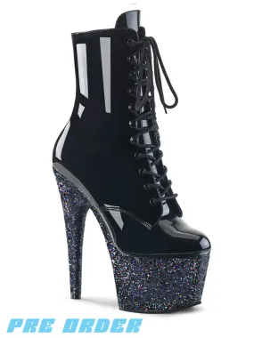 ADORE-1020LG - BLACK PATENT / BLACK GLITTER  PRE ORDER 