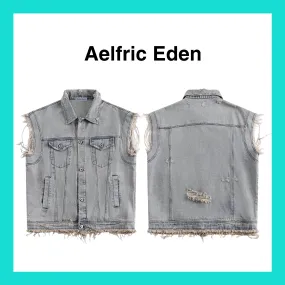 Aelfric Eden  |Unisex Denim Street Style Cotton Vests & Gillets