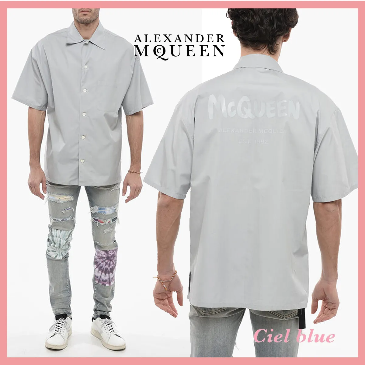 alexander mcqueen  |Button-down Plain Cotton Short Sleeves Shirts