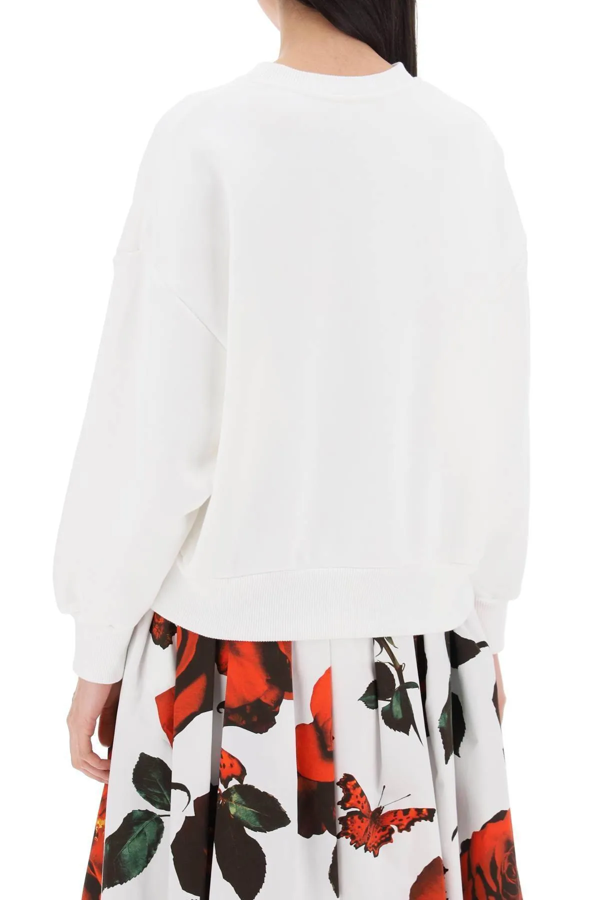 alexander mcqueen  |Crew Neck Flower Patterns Long Sleeves Cotton Logo