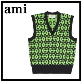 AMI PARIS  |Unisex Street Style Logo Designers Vests & Gillets