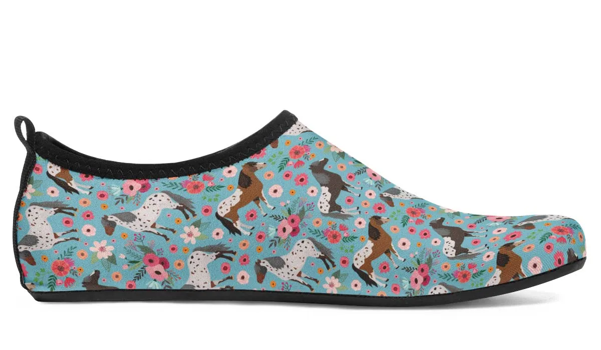 Appaloosa Horse Flower Aqua Barefoot Shoes