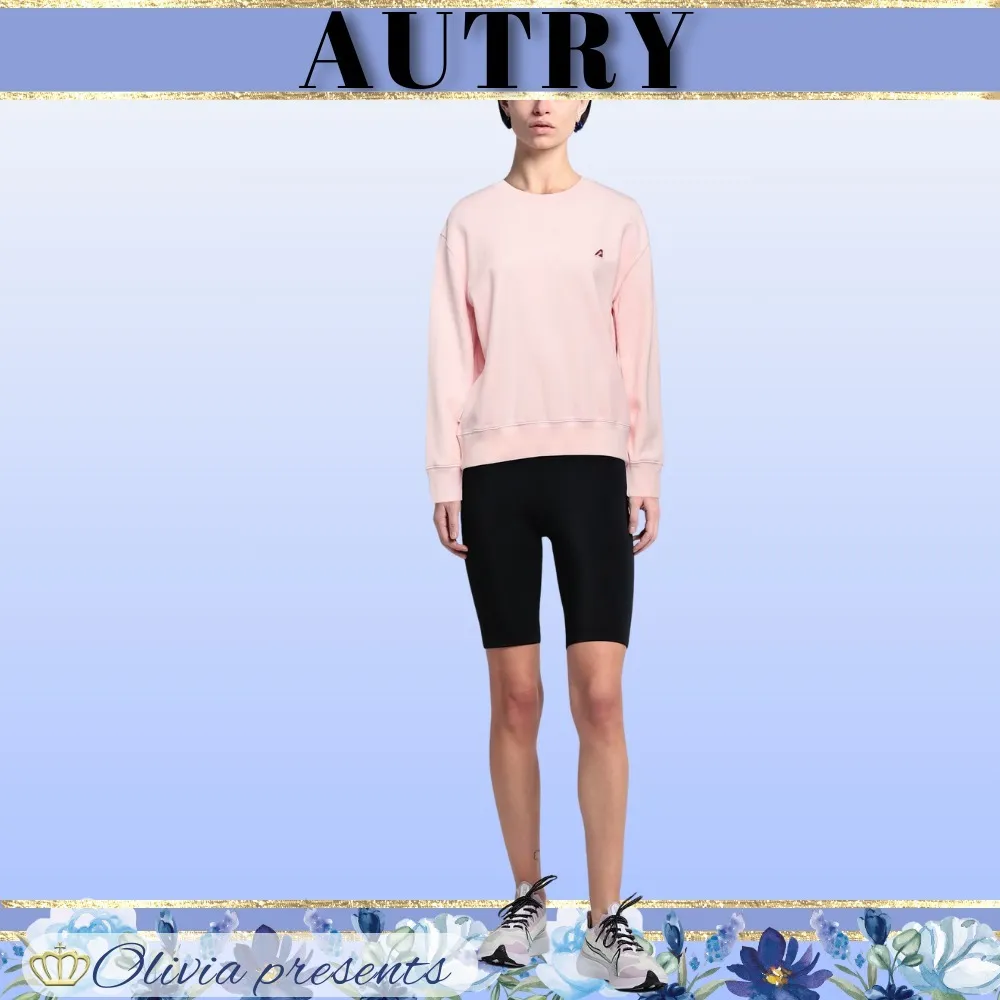 AUTRY  |Crew Neck Street Style Long Sleeves Plain Cotton Logo