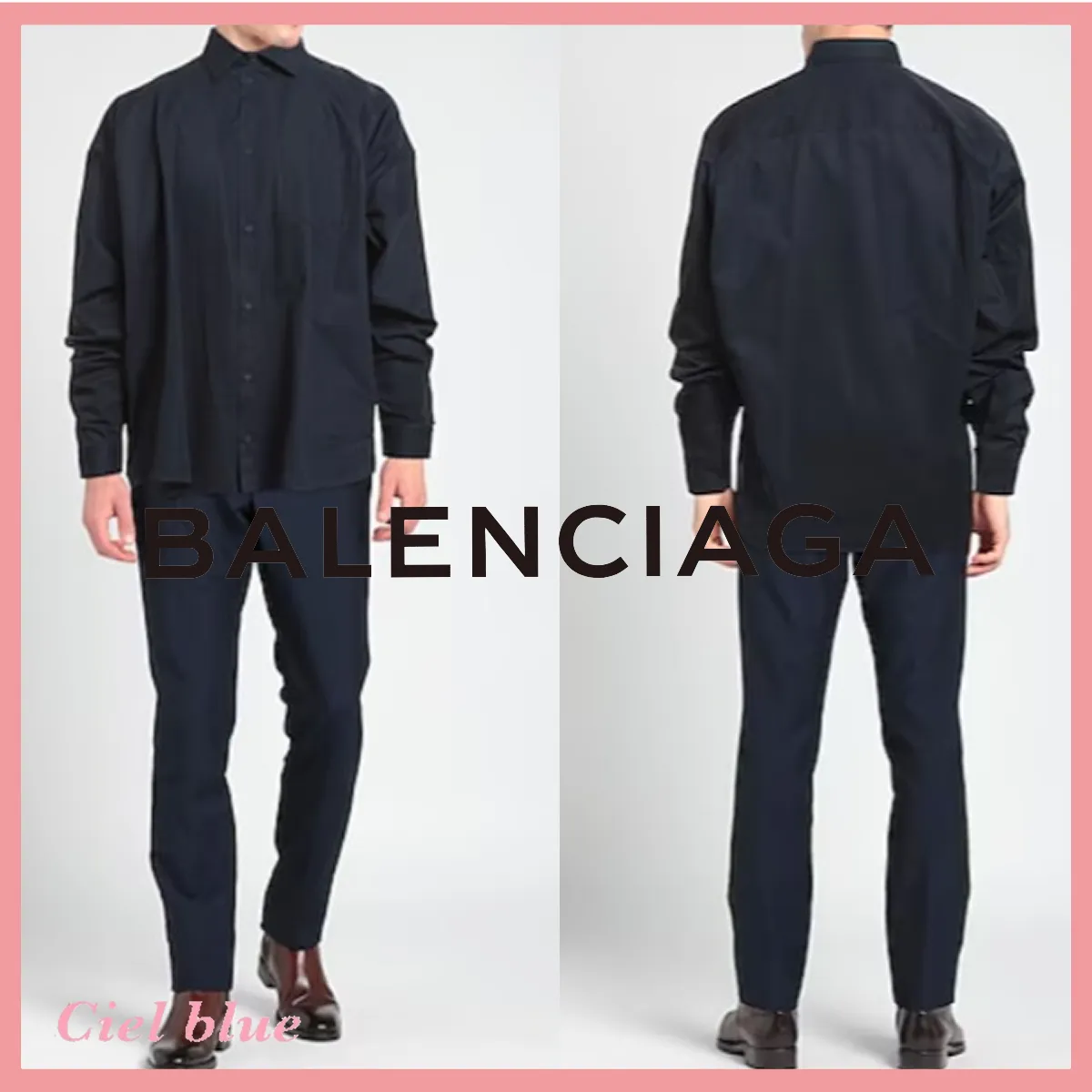 BALENCIAGA  |Button-down Long Sleeves Plain Cotton Luxury Shirts