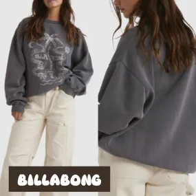 Billabong  |Crew Neck Sweat Street Style Long Sleeves Plain Logo