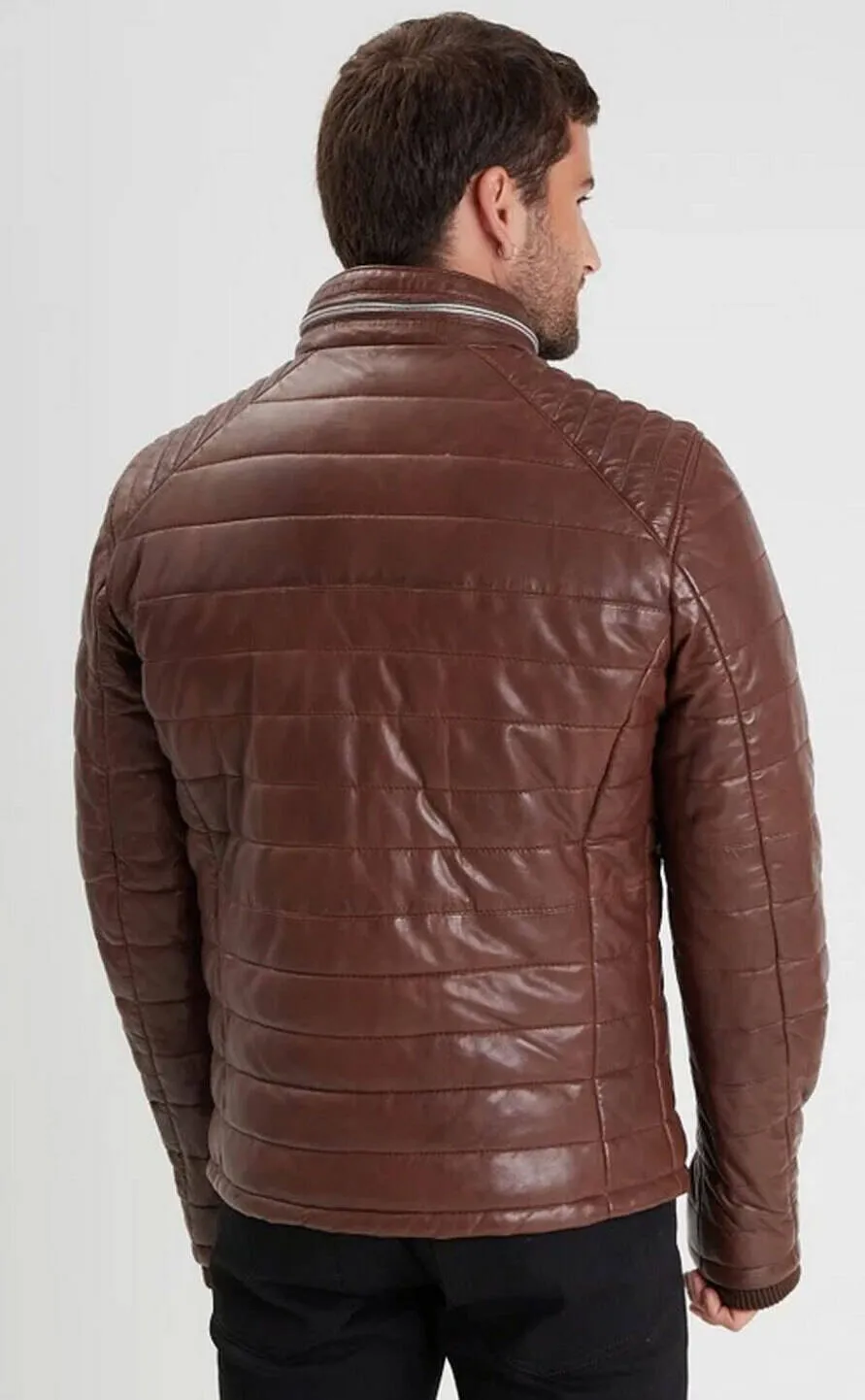 Bison men's leather down jacket 102443