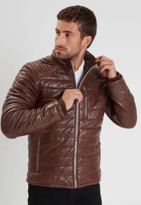 Bison men's leather down jacket 102443