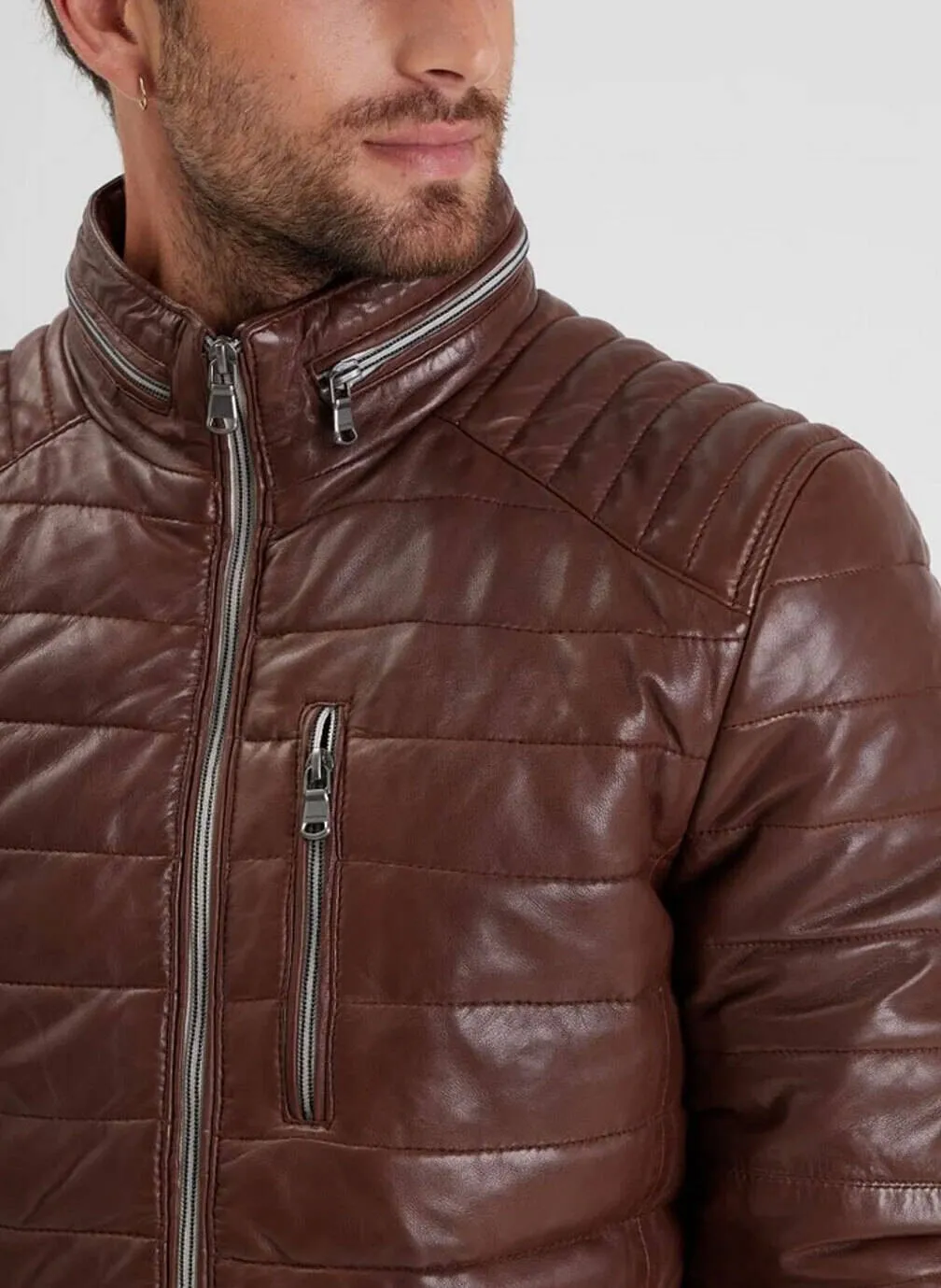 Bison men's leather down jacket 102443