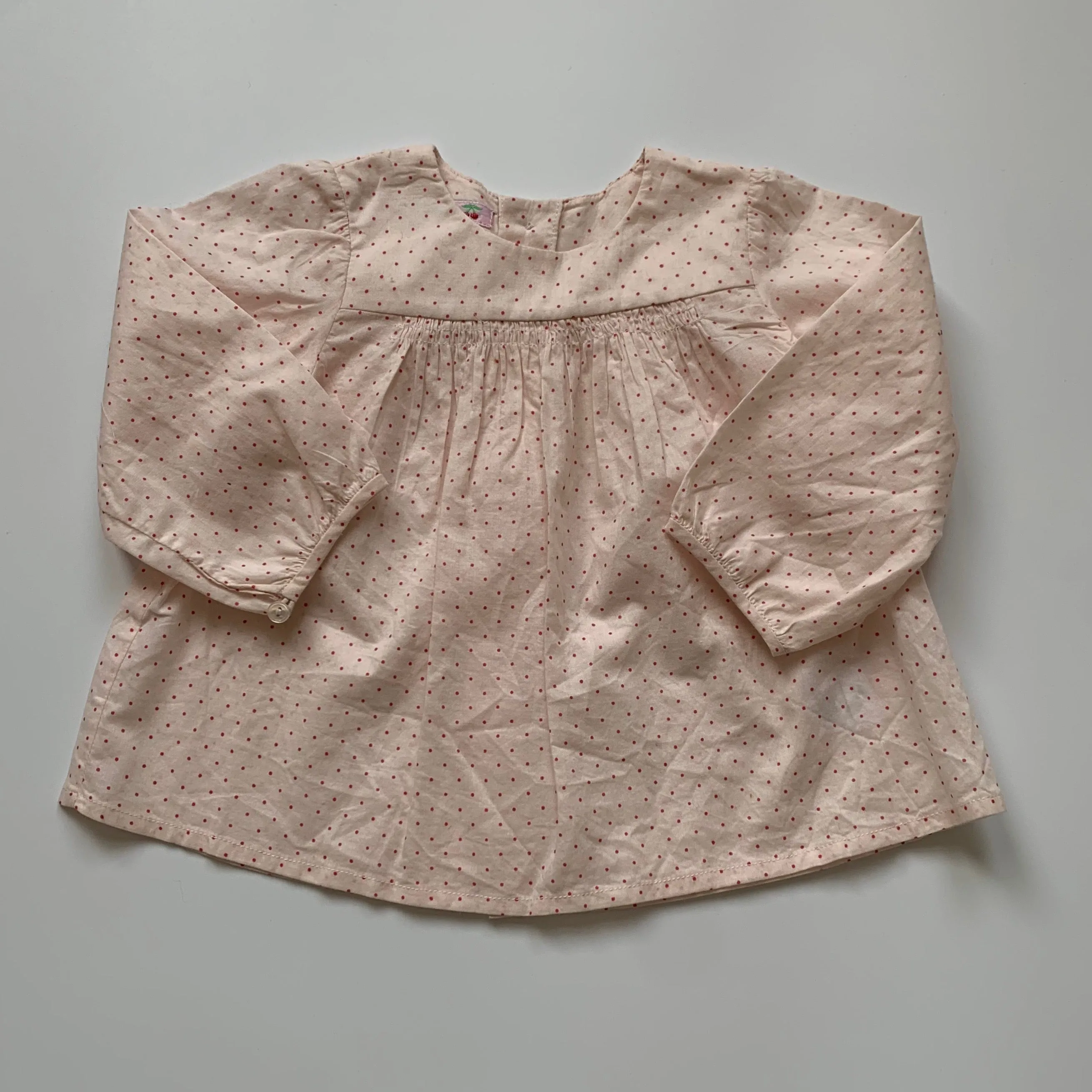 Bonpoint Pale Pink Polka Dot Blouse: 12 Months