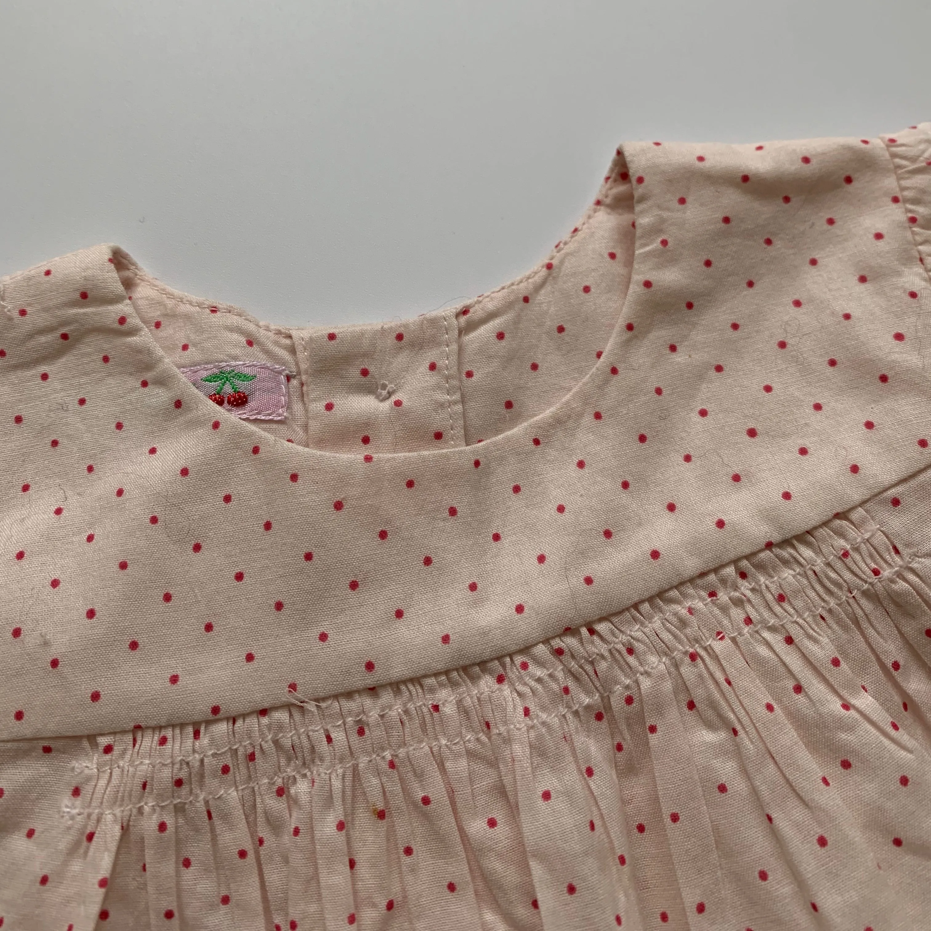 Bonpoint Pale Pink Polka Dot Blouse: 12 Months