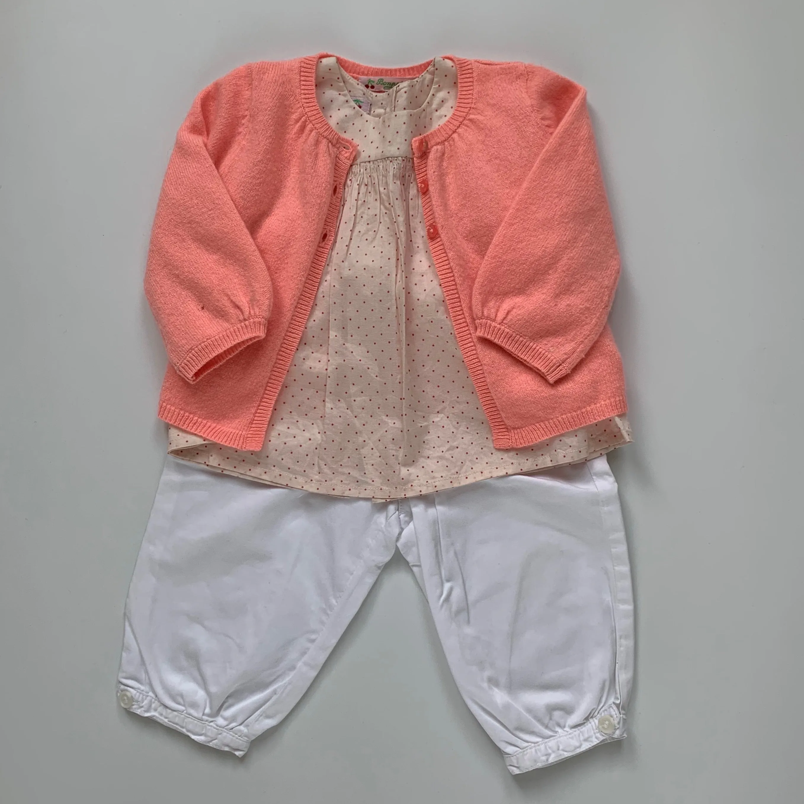 Bonpoint Pale Pink Polka Dot Blouse: 12 Months