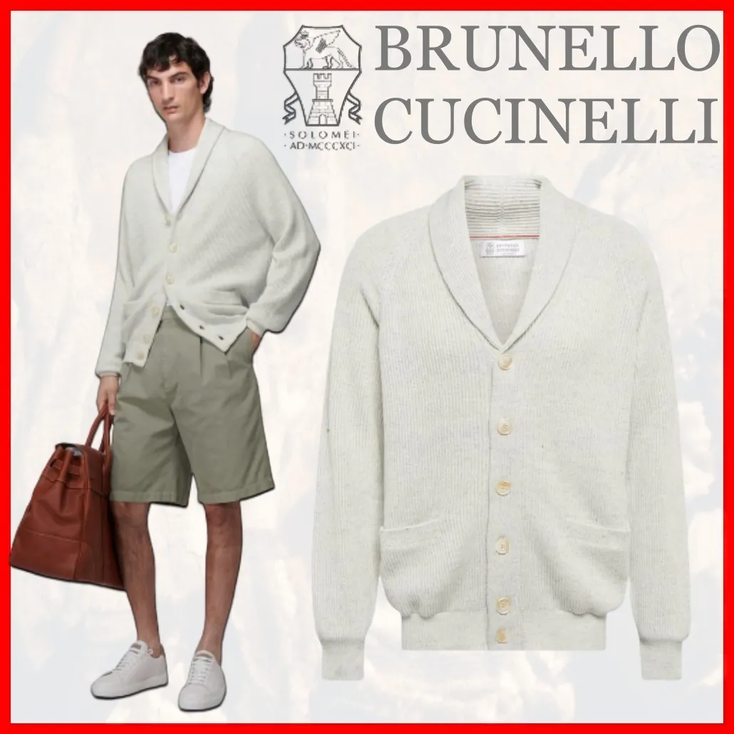 BRUNELLO CUCINELLI  |Button-down Linen Plain Cotton Cardigans