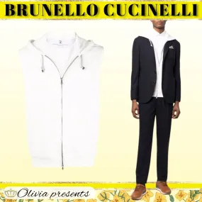 BRUNELLO CUCINELLI  |Sleeveless Street Style Plain Cotton Vests & Gillets