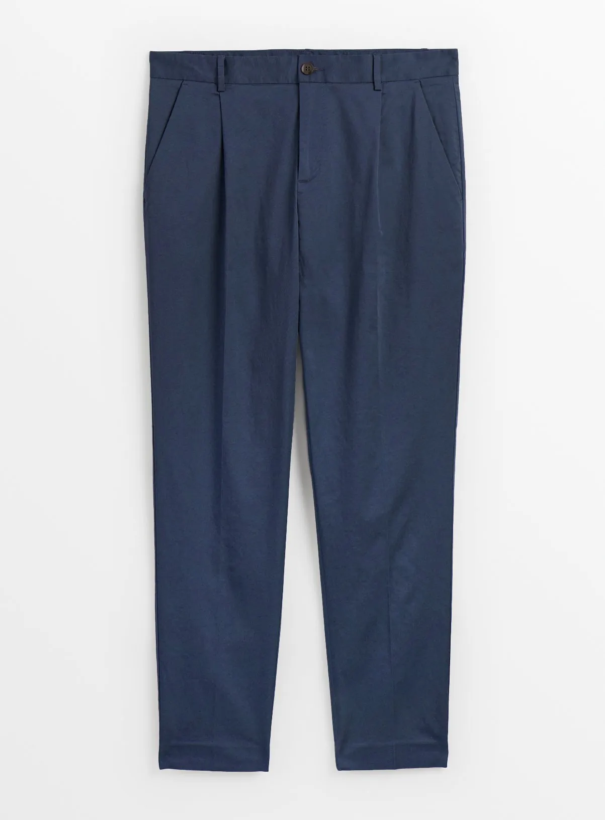 Buy Navy Sateen Trousers 40R | Trousers | Tu