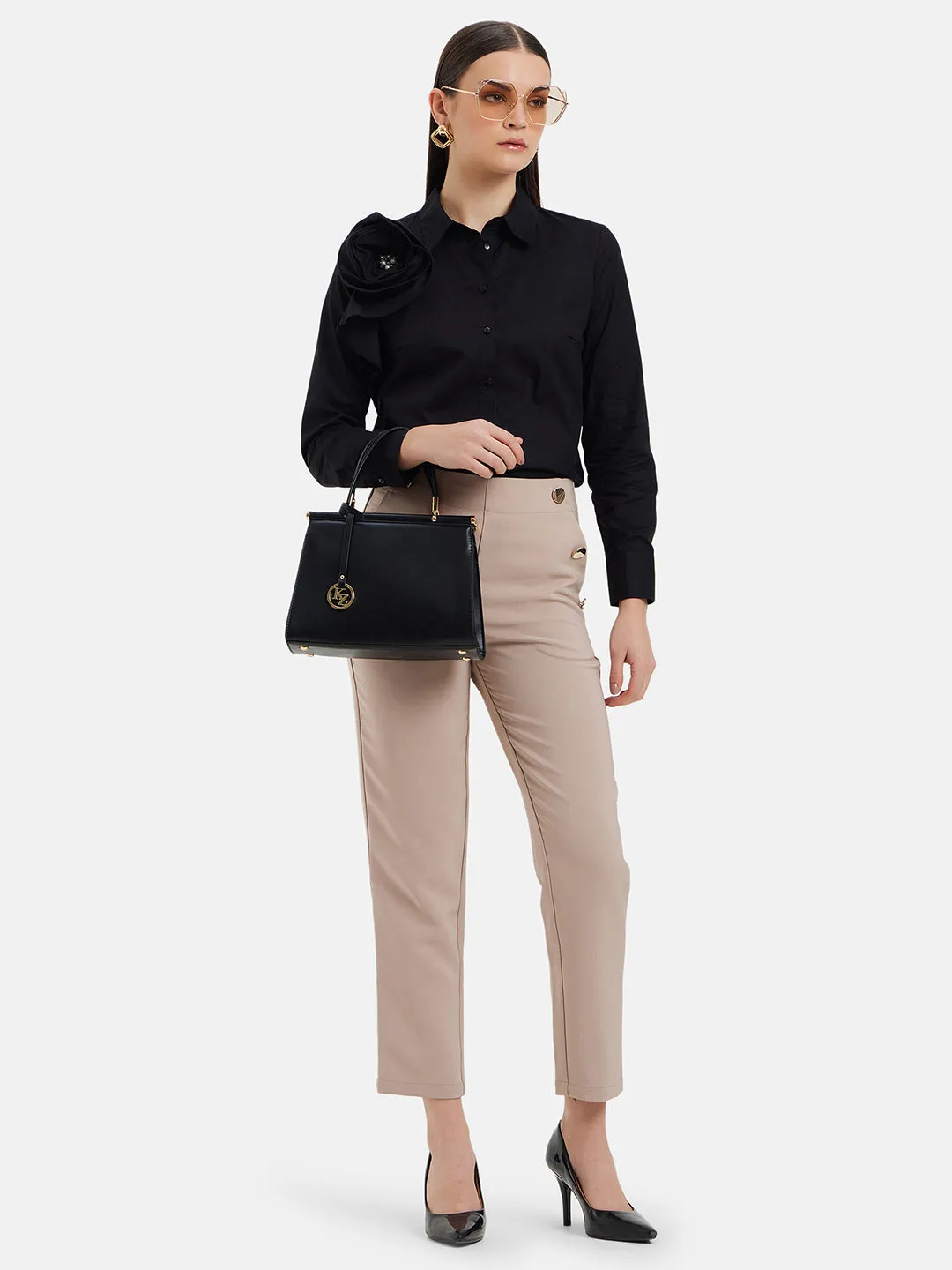 Caroline Beige Straight Fit Trousers