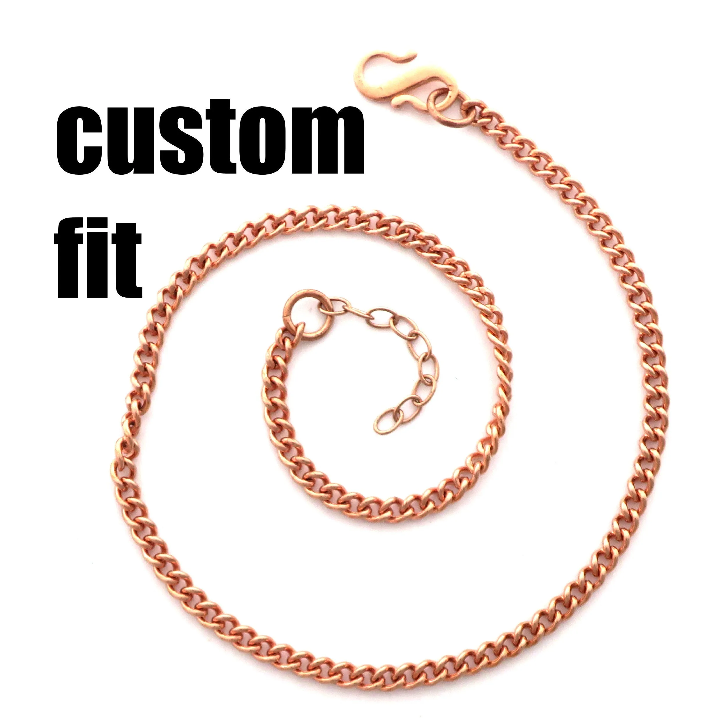 Custom Anklet Chain Solid Copper Fine Curb Ankle Chain AC71M Lightweight Adjustable Solid Copper Anklet Chain Custom Ankle Brace