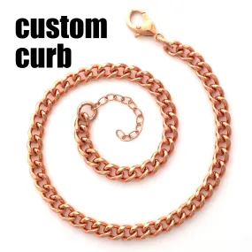 Custom Anklet Chain Solid Copper Medium 5mm Curb Ankle Chain AC72M Adjustable Solid Copper Anklet Chain Custom Ankle Bracelet