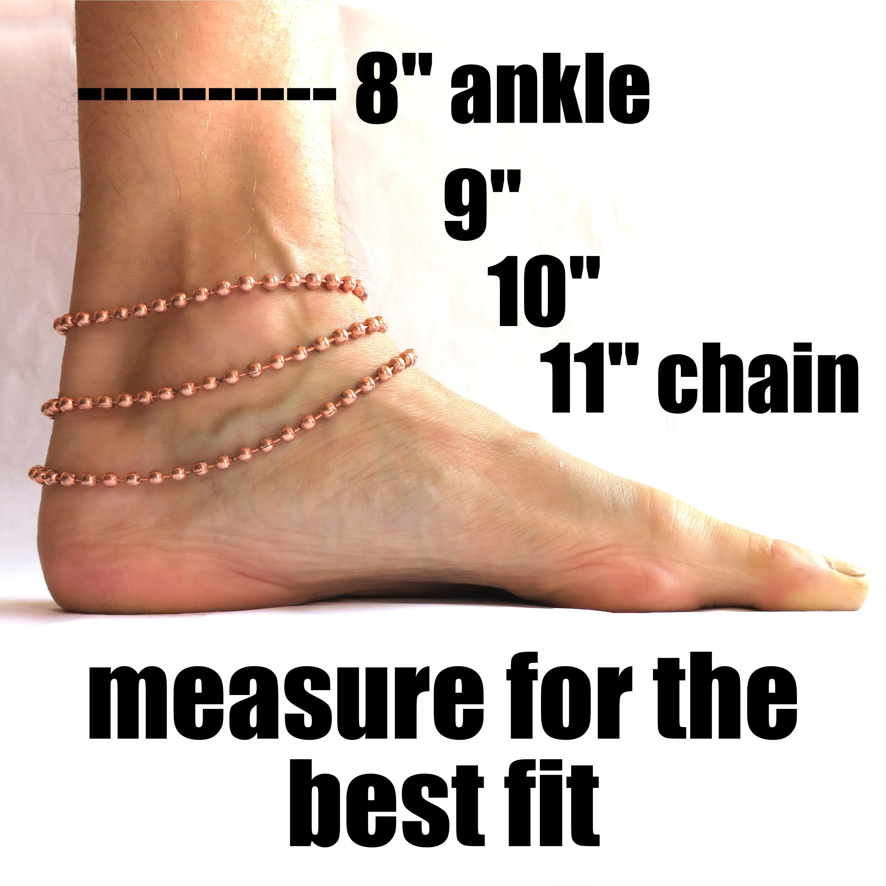 Custom Anklet Chain Solid Copper Medium 5mm Curb Ankle Chain AC72M Adjustable Solid Copper Anklet Chain Custom Ankle Bracelet