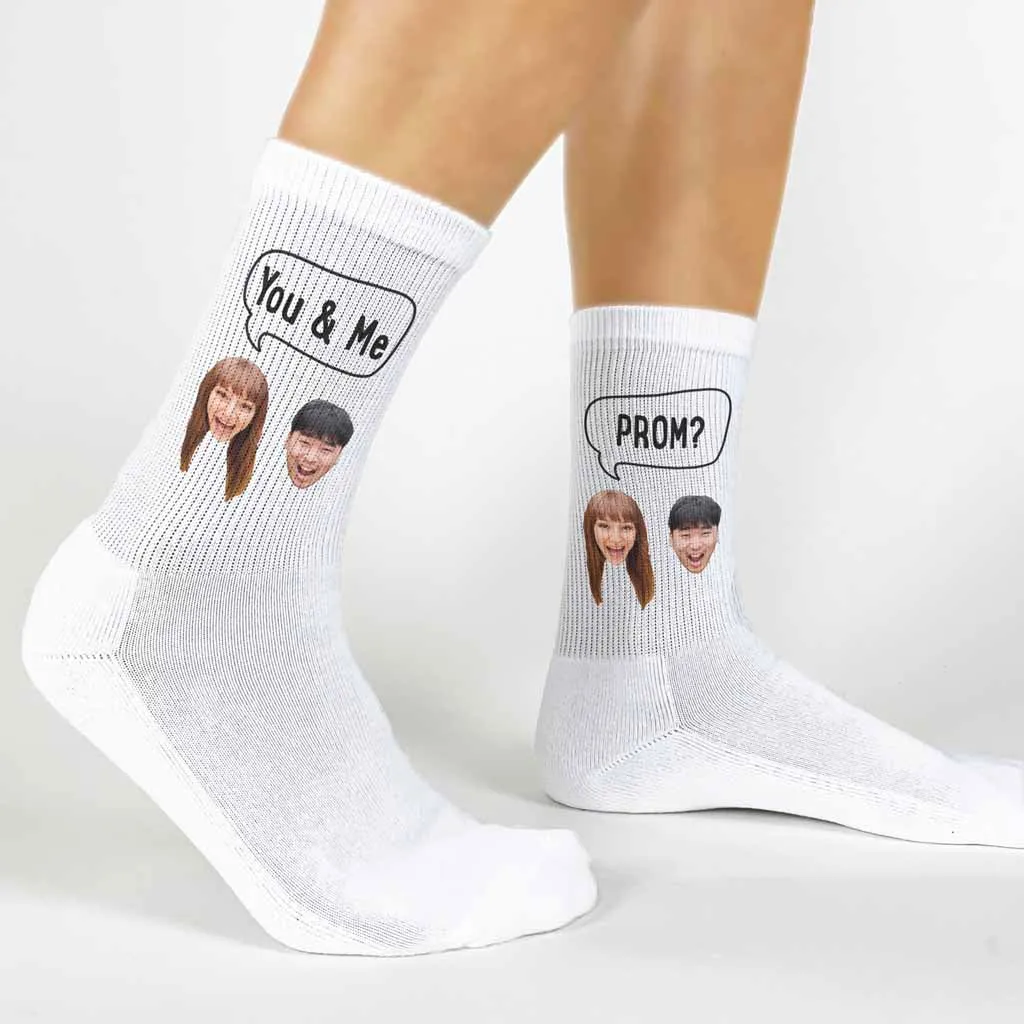 Custom Promposal Photo Socks for Him or Her, Add Your Faces