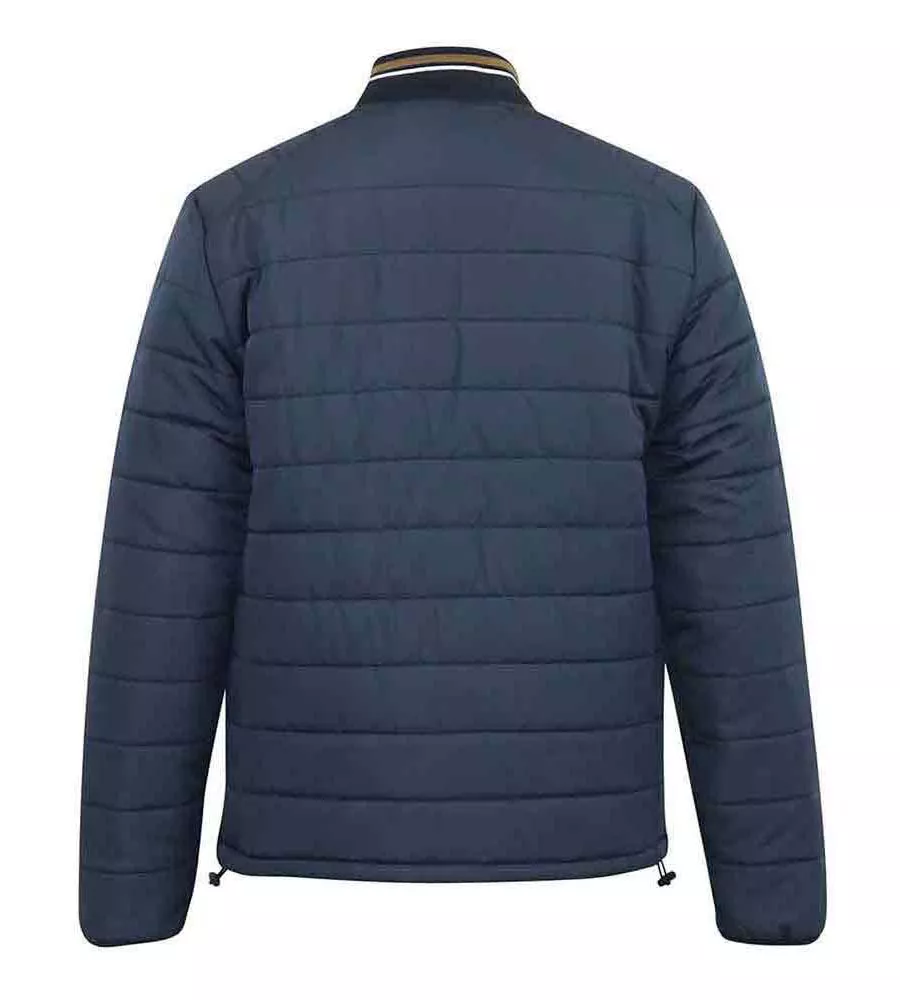 D555 Big Mens Navy Puffer Jacket With Rib Collar And Tipping (JEREMY 1)