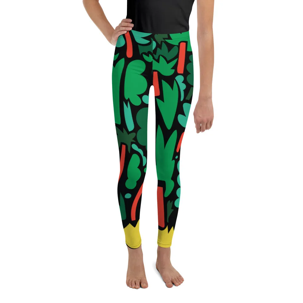 Dark Floral Forest Youth Leggings