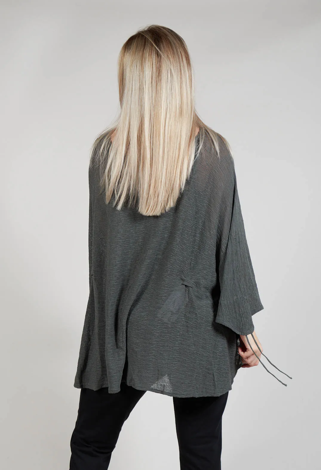 Drawstring Sleeve Poncho in Anthra