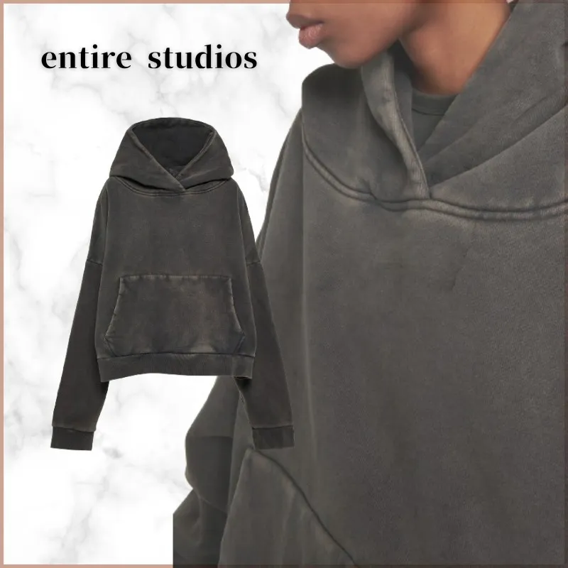 entire studios  |Street Style Long Sleeves Plain Cotton Oversized