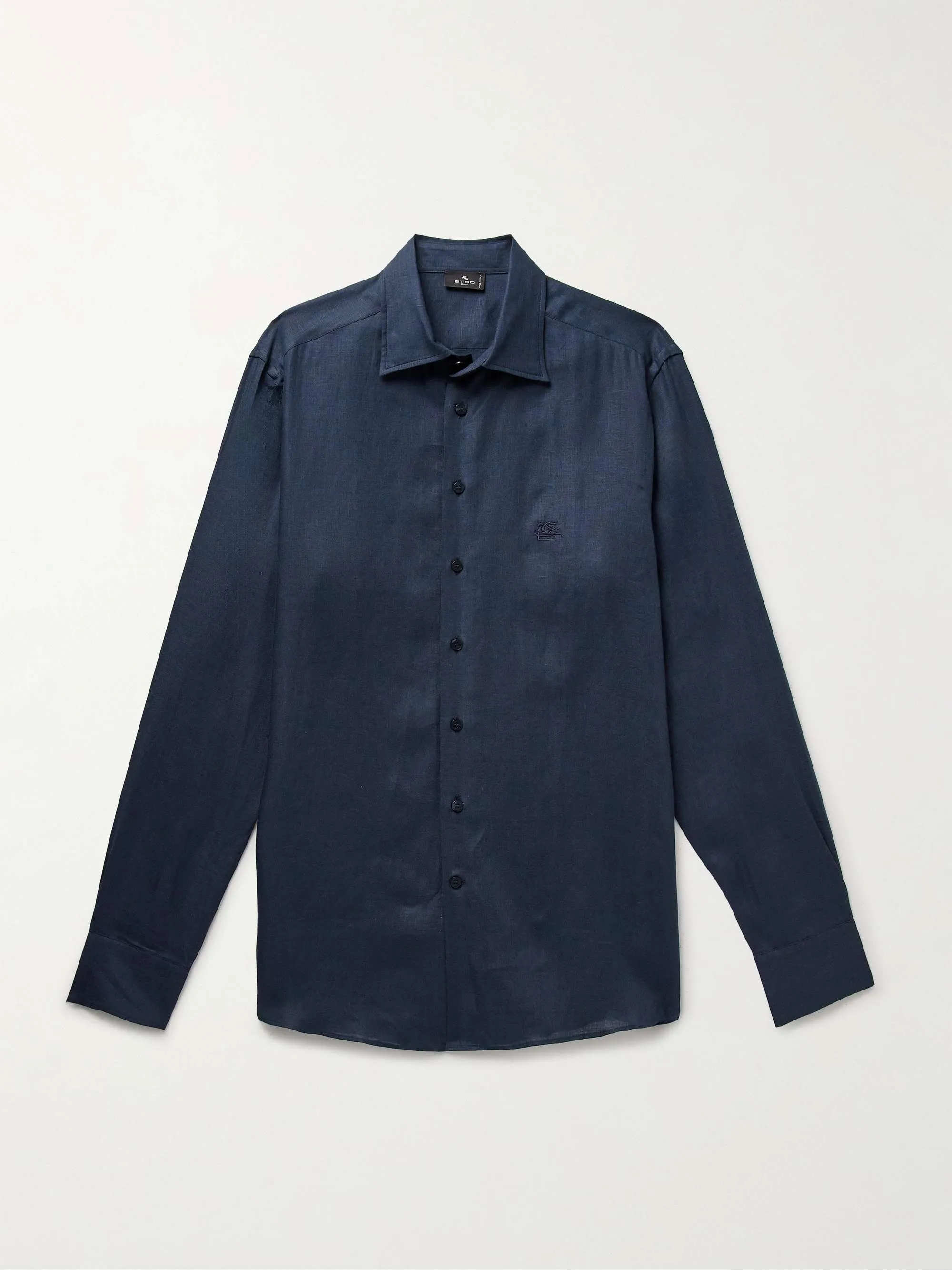 ETRO  |Button-down Linen Long Sleeves Logo Luxury Shirts