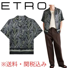 ETRO  |Button-down Unisex Silk Short Sleeves Luxury Shirts