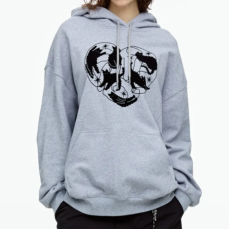 Fallett  |Heart Street Style Long Sleeves Cotton Logo Hoodies