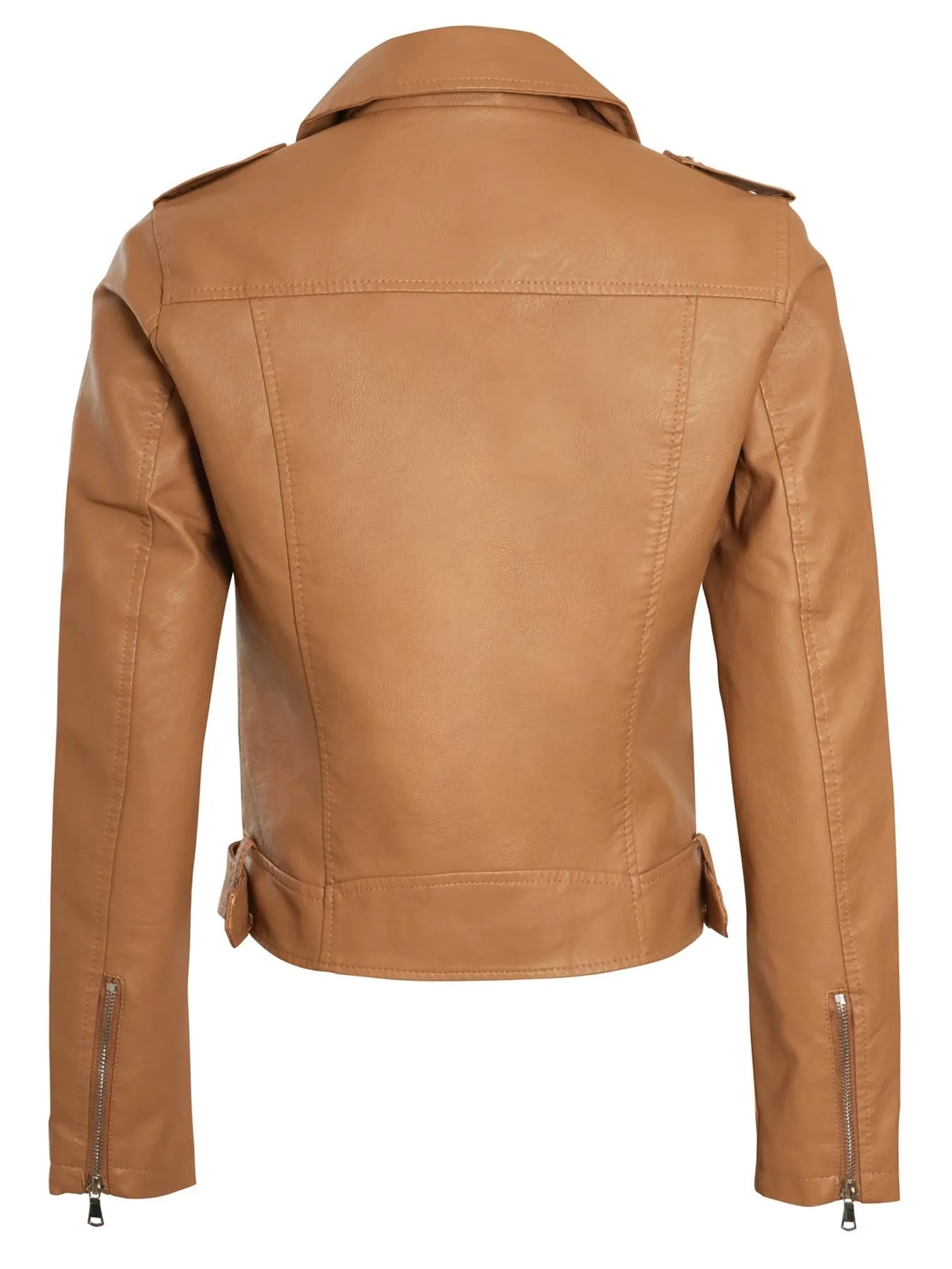 Faux leather Biker Jacket, Black PU, Beige, UK Sizes 8 to 16