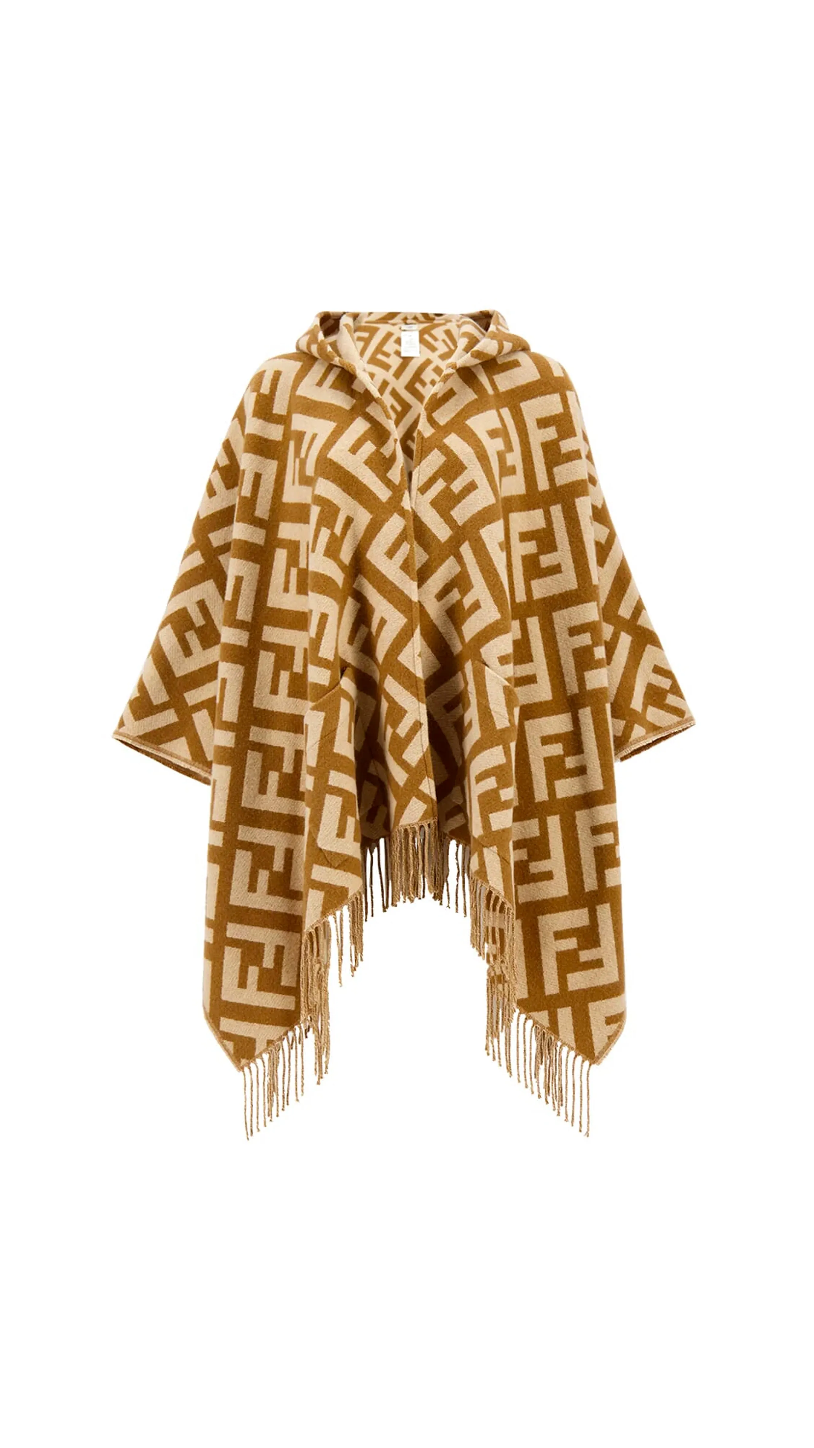 FF Cashmere Poncho - Brown, Beige