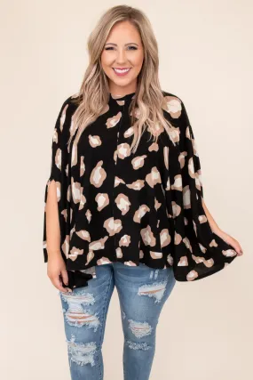 Found Another Crush Poncho, Black Leopard