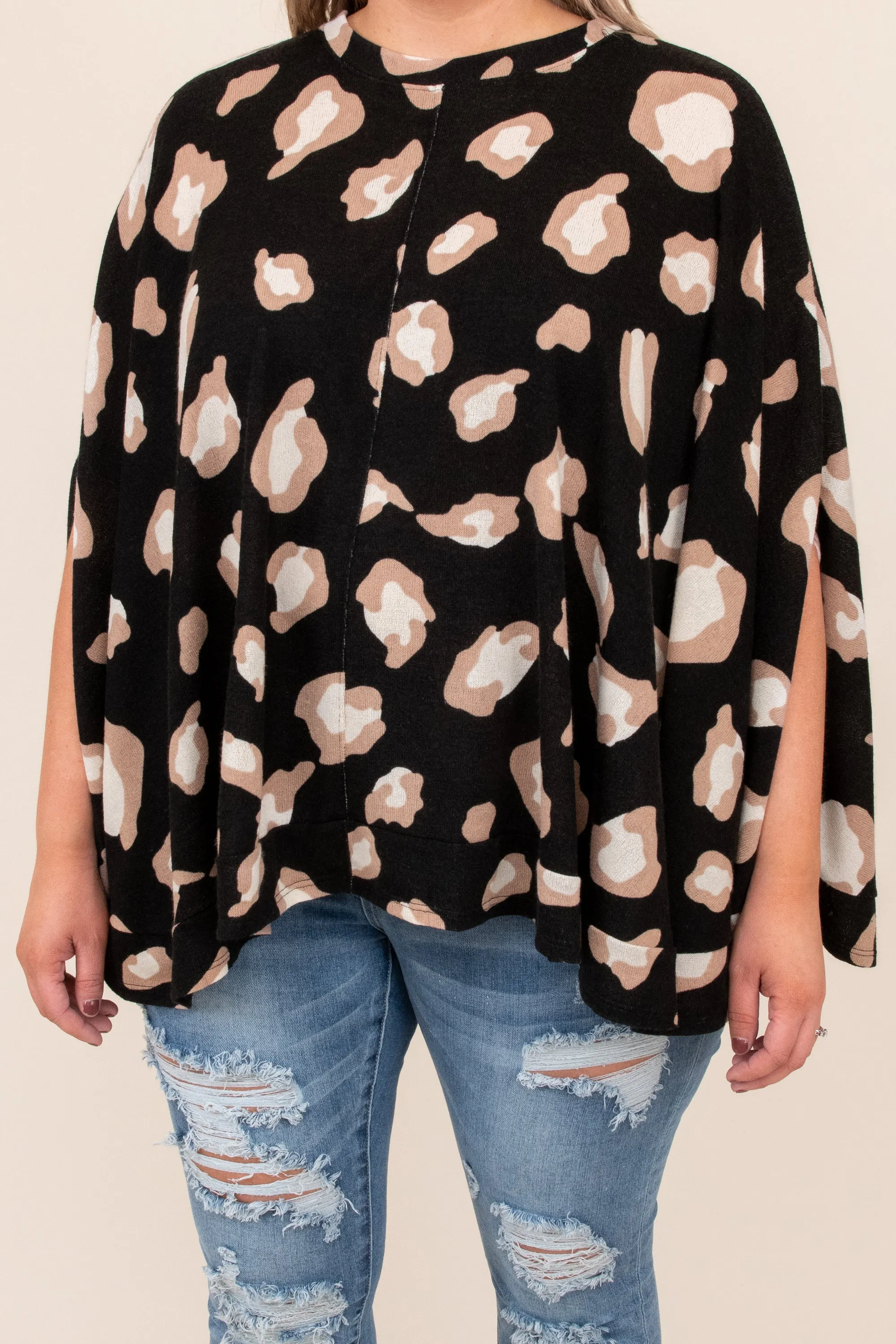 Found Another Crush Poncho, Black Leopard