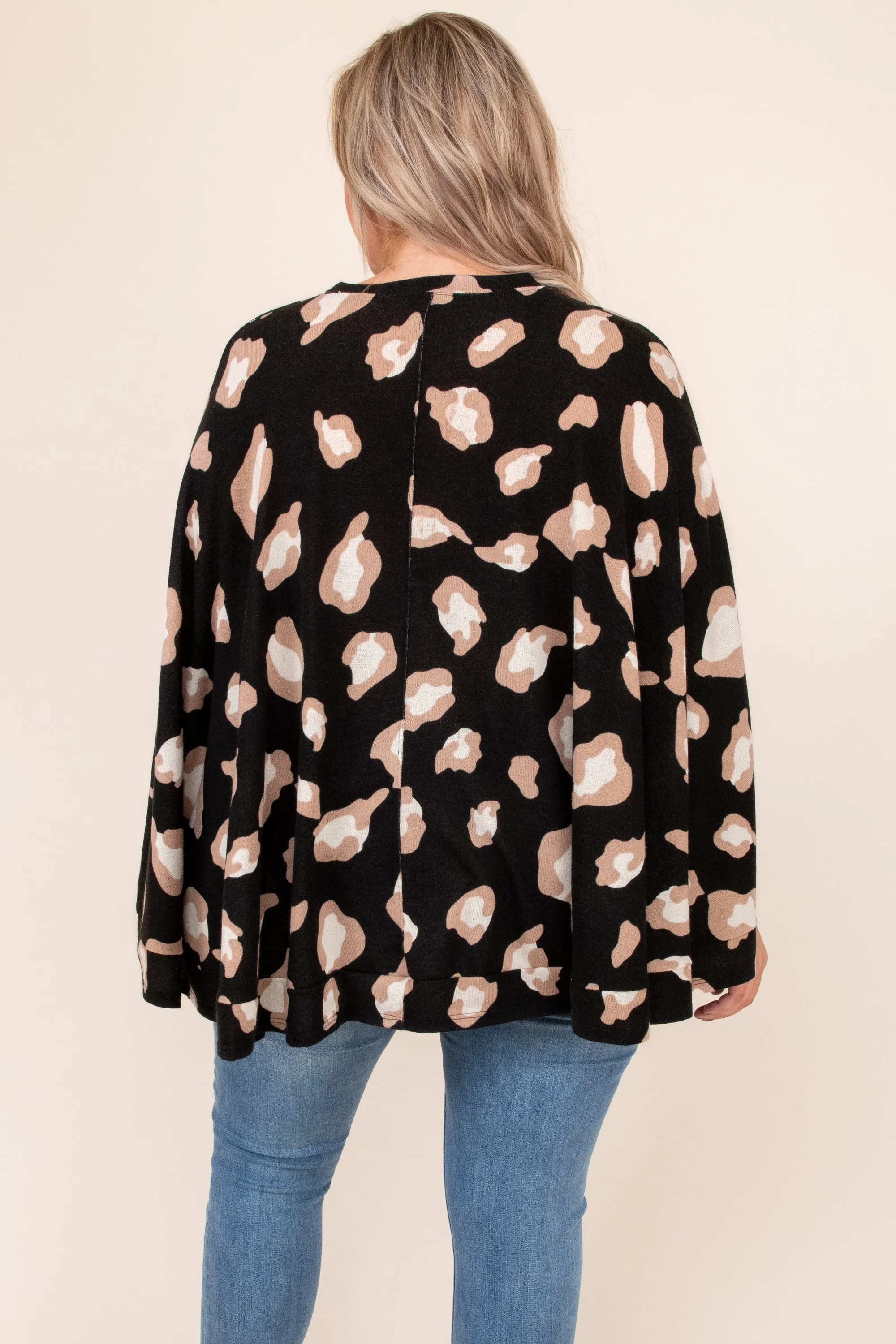 Found Another Crush Poncho, Black Leopard