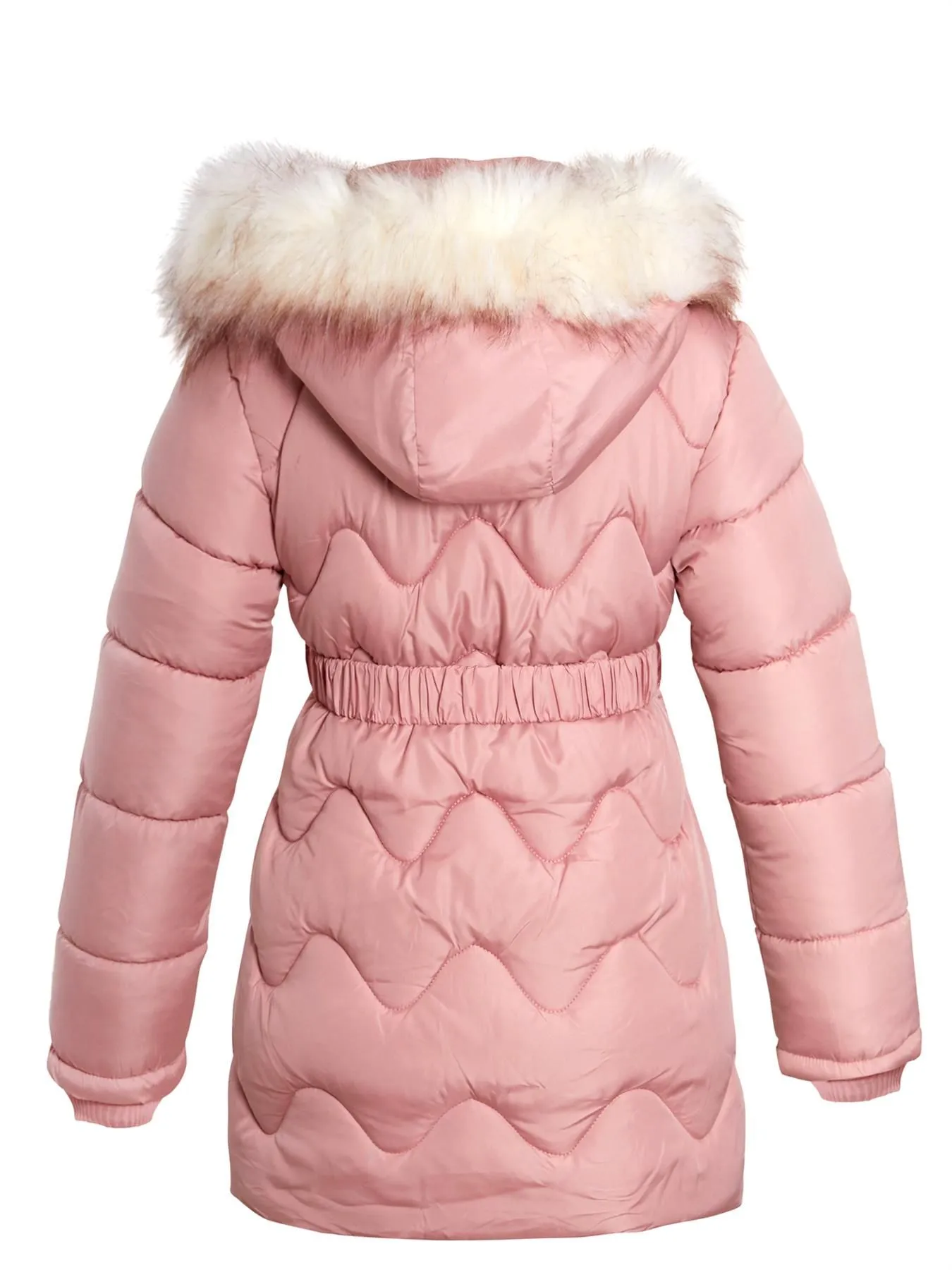 Girls Quilted Fleece Lined Jacket, Black, Pink, Ages 3 to 14 Years