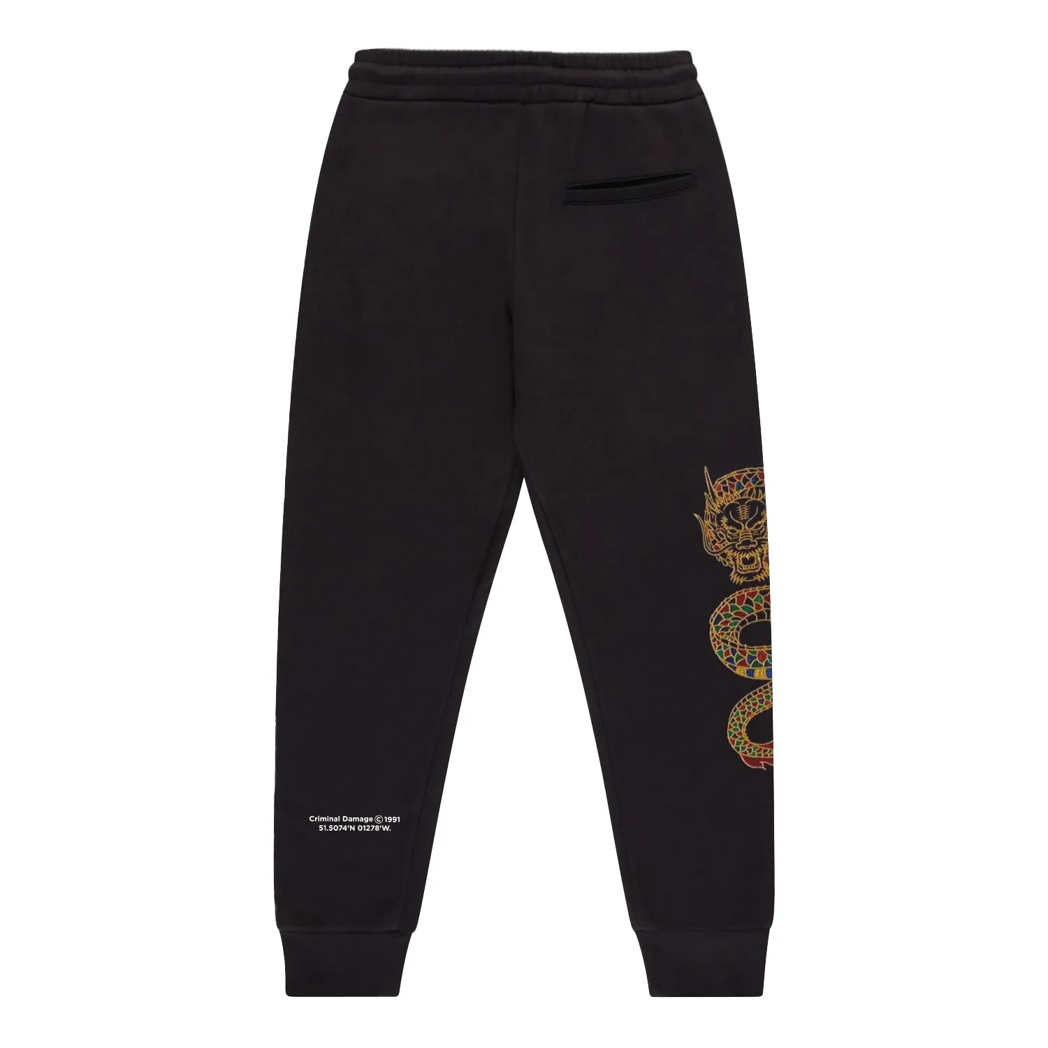 GOLD DRAGON EMBROIDERY JOGGERS - BLACK