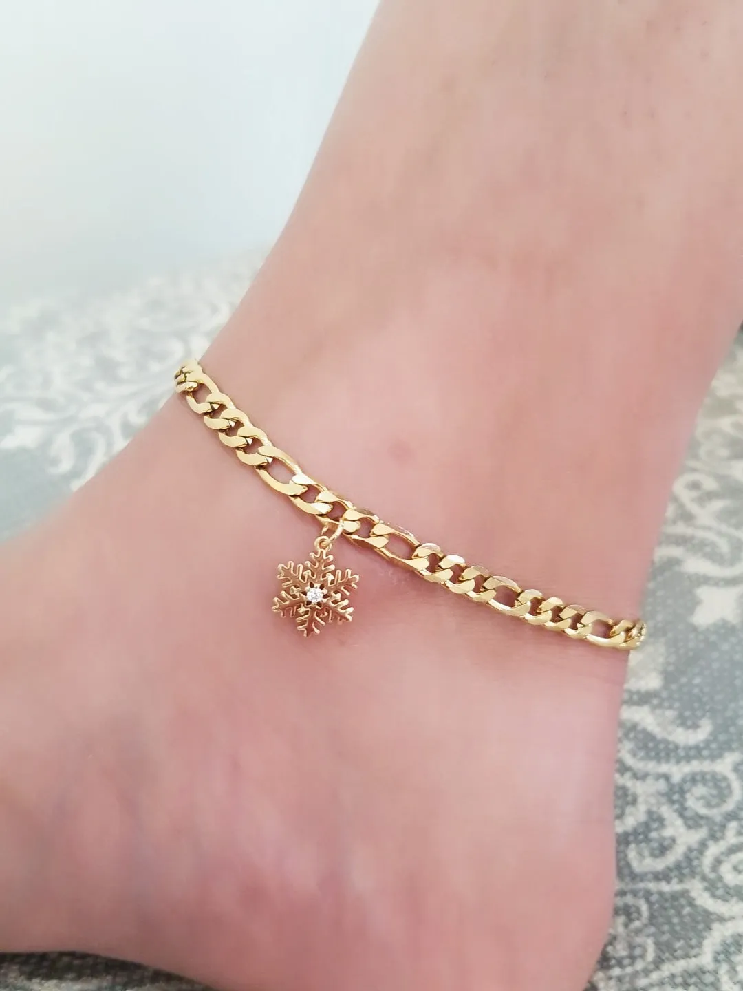 Gold Snow flake Anklet