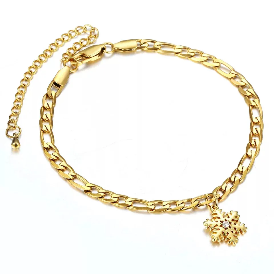 Gold Snow flake Anklet