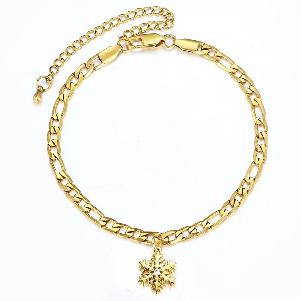 Gold Snow flake Anklet