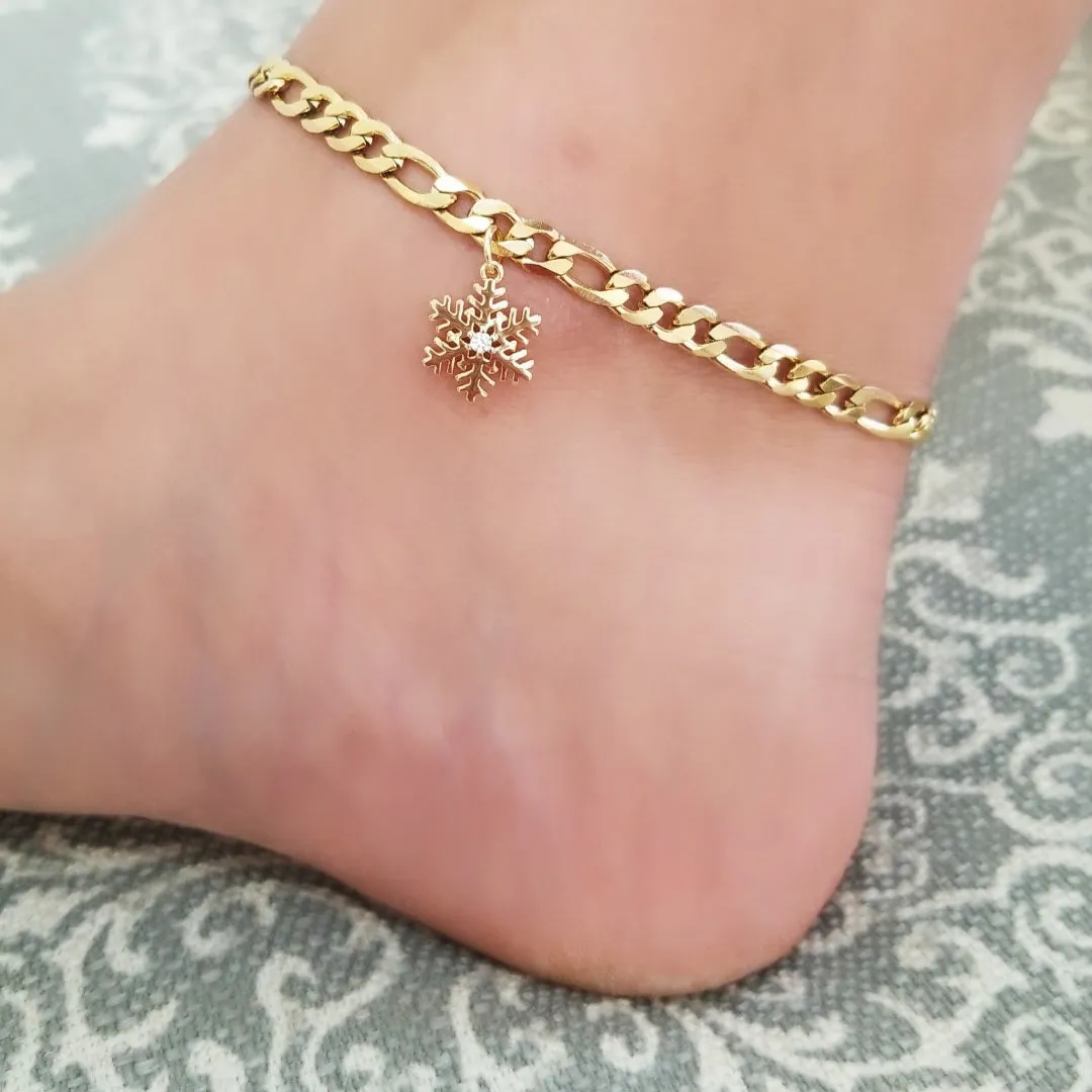 Gold Snow flake Anklet