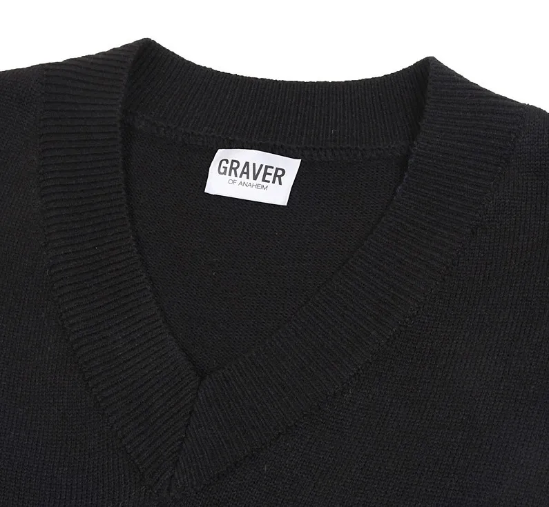 GRAVER  |[GRAVER]★BASEBALL BLACK LOGO EMBROIDERY KNIT VEST