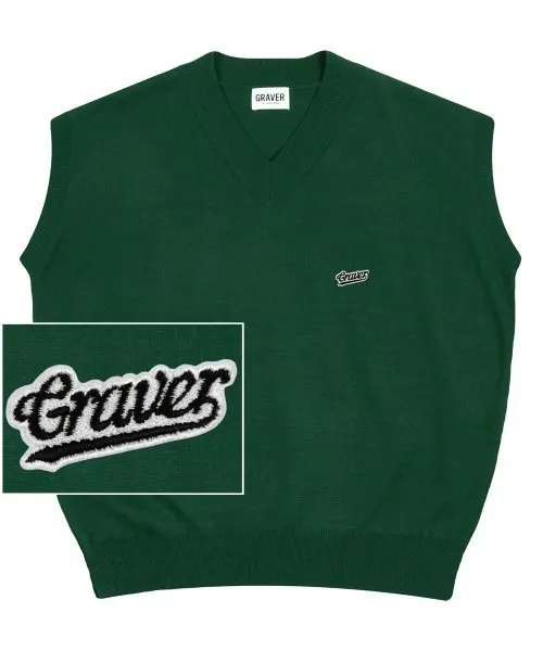 GRAVER  |[GRAVER]★BASEBALL BLACK LOGO EMBROIDERY KNIT VEST