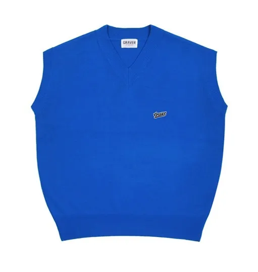 GRAVER  |[GRAVER]★BASEBALL BLACK LOGO EMBROIDERY KNIT VEST