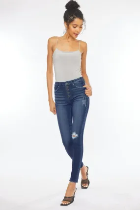 High Rise Piecing Detail Super Skinny Jeans